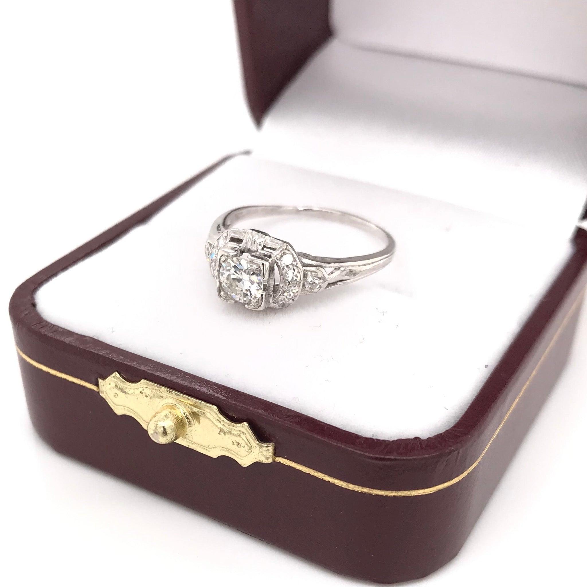 Women's or Men's Antique 0.35 Carat Platinum Diamond Ring For Sale