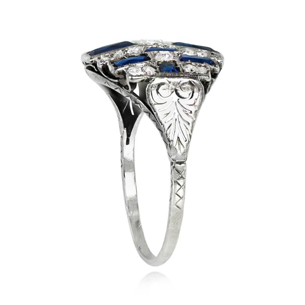 Art Deco Antique 0.35ct Old Mine Cut Diamond Engagement Ring, Platinum & 18k Gold For Sale