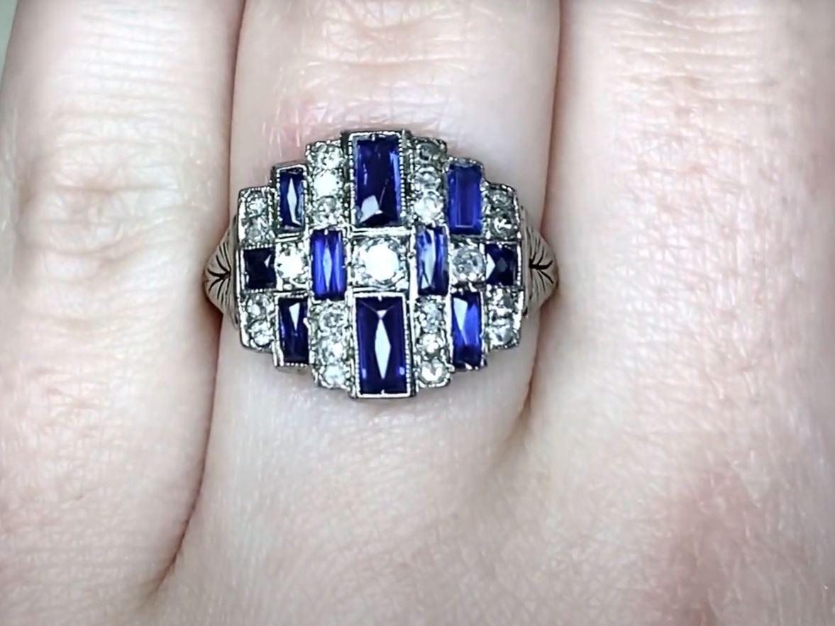 Women's Antique 0.35ct Old Mine Cut Diamond Engagement Ring, Platinum & 18k Gold For Sale