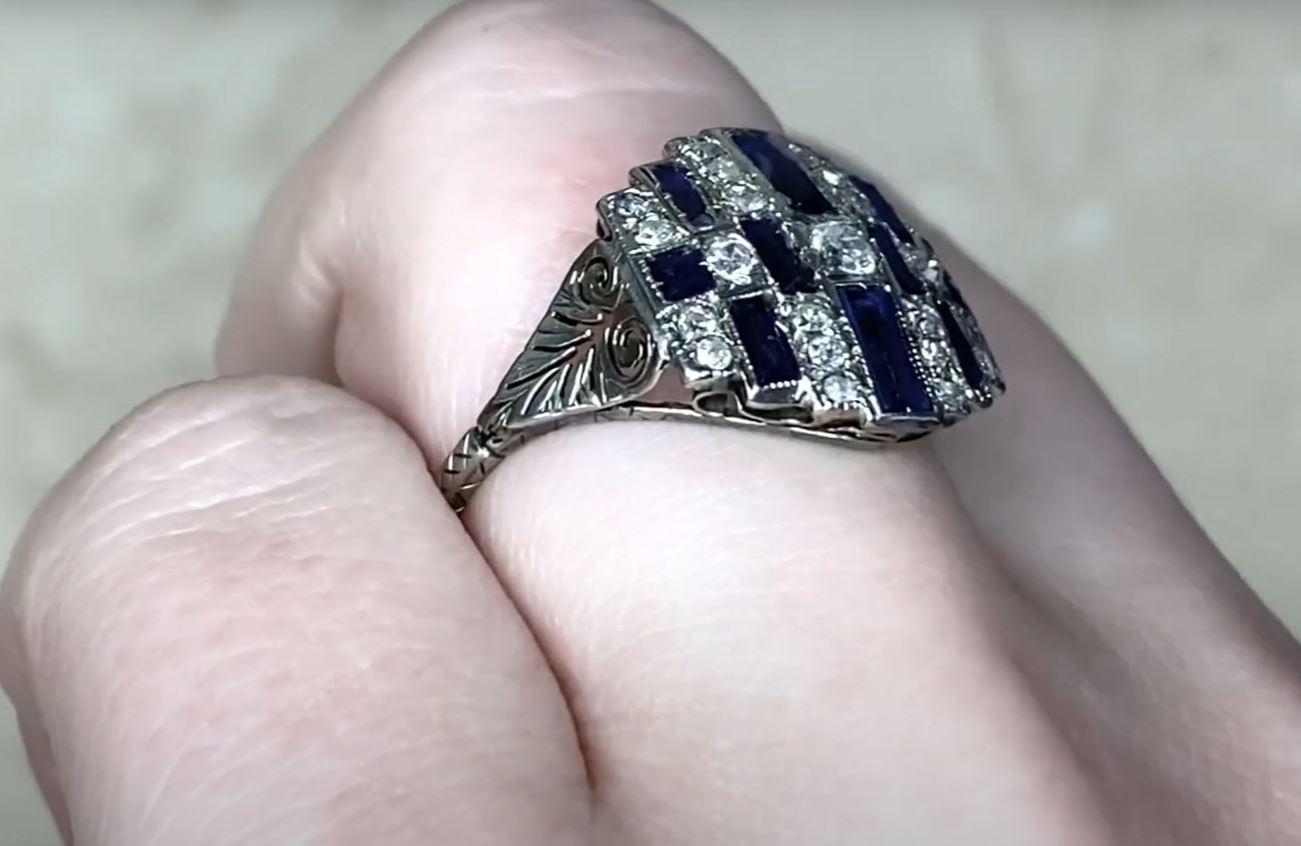 Antique 0.35ct Old Mine Cut Diamond Engagement Ring, Platinum & 18k Gold For Sale 1