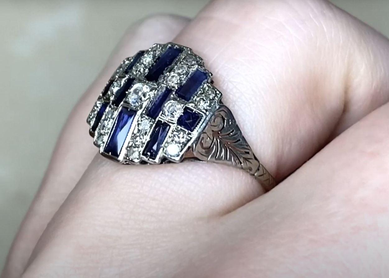 Antique 0.35ct Old Mine Cut Diamond Engagement Ring, Platinum & 18k Gold For Sale 2