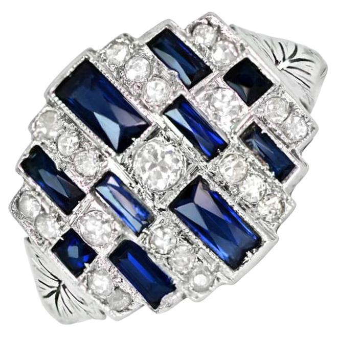 Bague de fiançailles ancienne avec diamant taille vieille mine 0,35 carat, platine et or 18 carats en vente