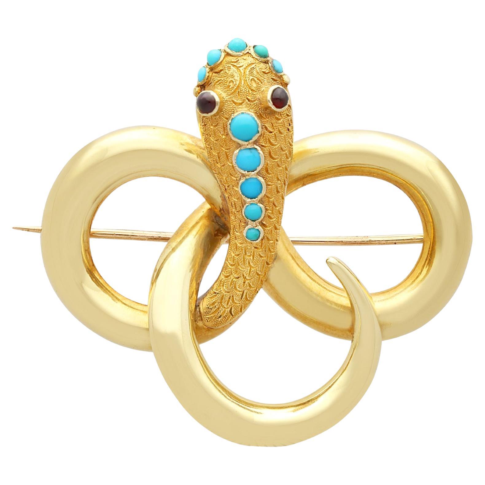 9 Carat Yellow Gold Antique Turquoise and Ruby Lizard Brooch For Sale ...