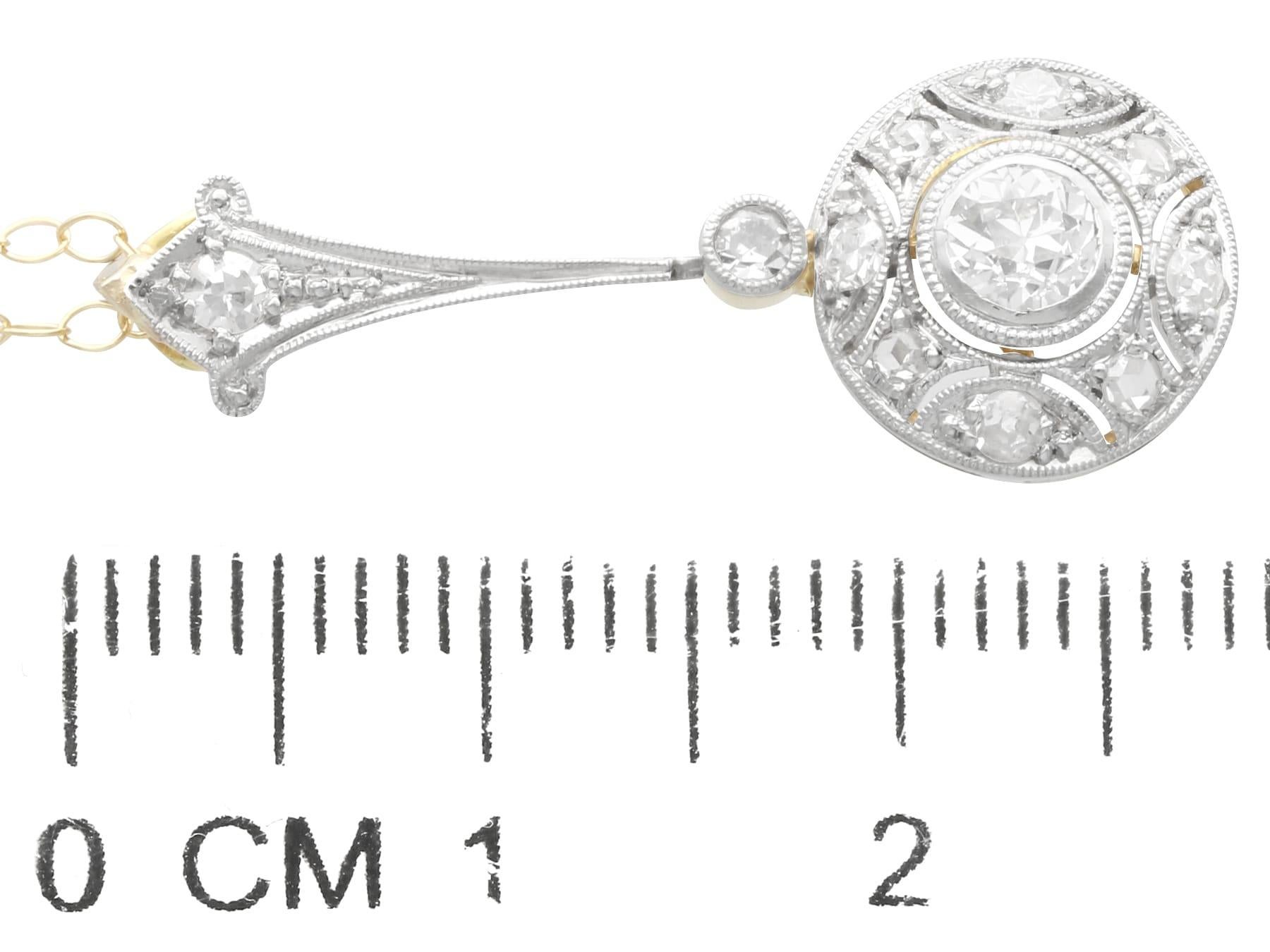 Pendentif ancien en or jaune 14 carats et diamants 0,37 carat, c. 1910 en vente 1