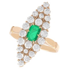 Antique 0.39 Carat Emerald and 2.04 Carat Diamond 9k Yellow Gold Ring Circa 1920