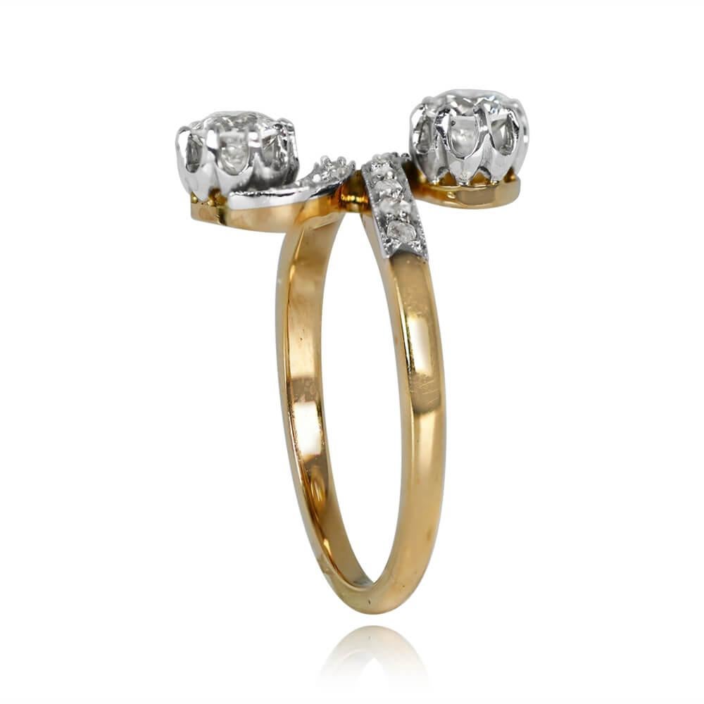 Art Nouveau Antique 0.40ct Old European Cut Diamond Engagement Ring, 18k Yellow Gold For Sale