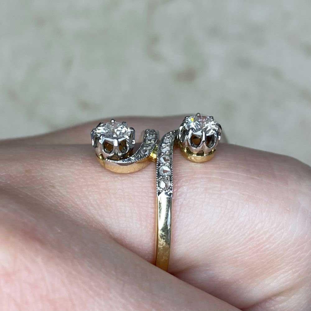 Antique 0.40ct Old European Cut Diamond Engagement Ring, 18k Yellow Gold In Excellent Condition For Sale In New York, NY