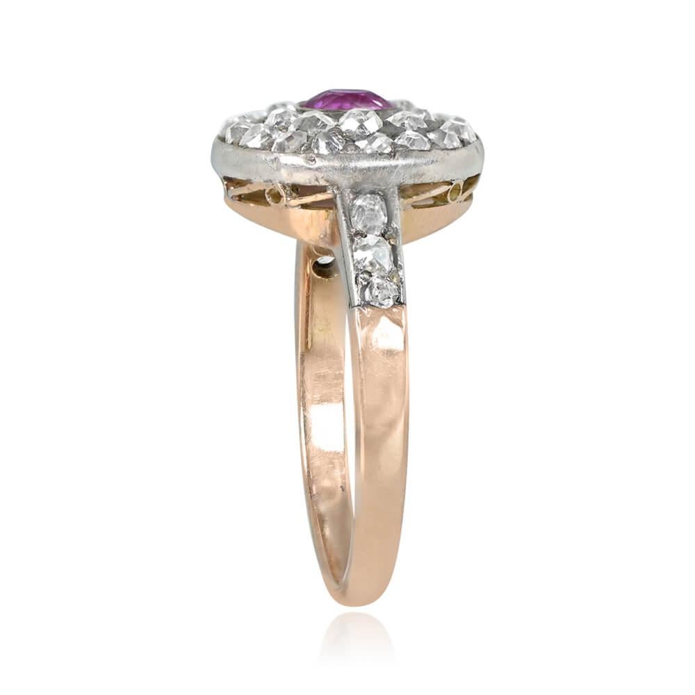 Victorian Antique 0.40ct Oval Cut Pink Sapphire Engagement Ring, 14k Yellow Gold For Sale