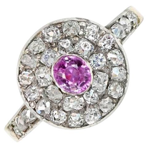 Antique 0.40ct Oval Cut Pink Sapphire Engagement Ring, 14k Yellow Gold For Sale