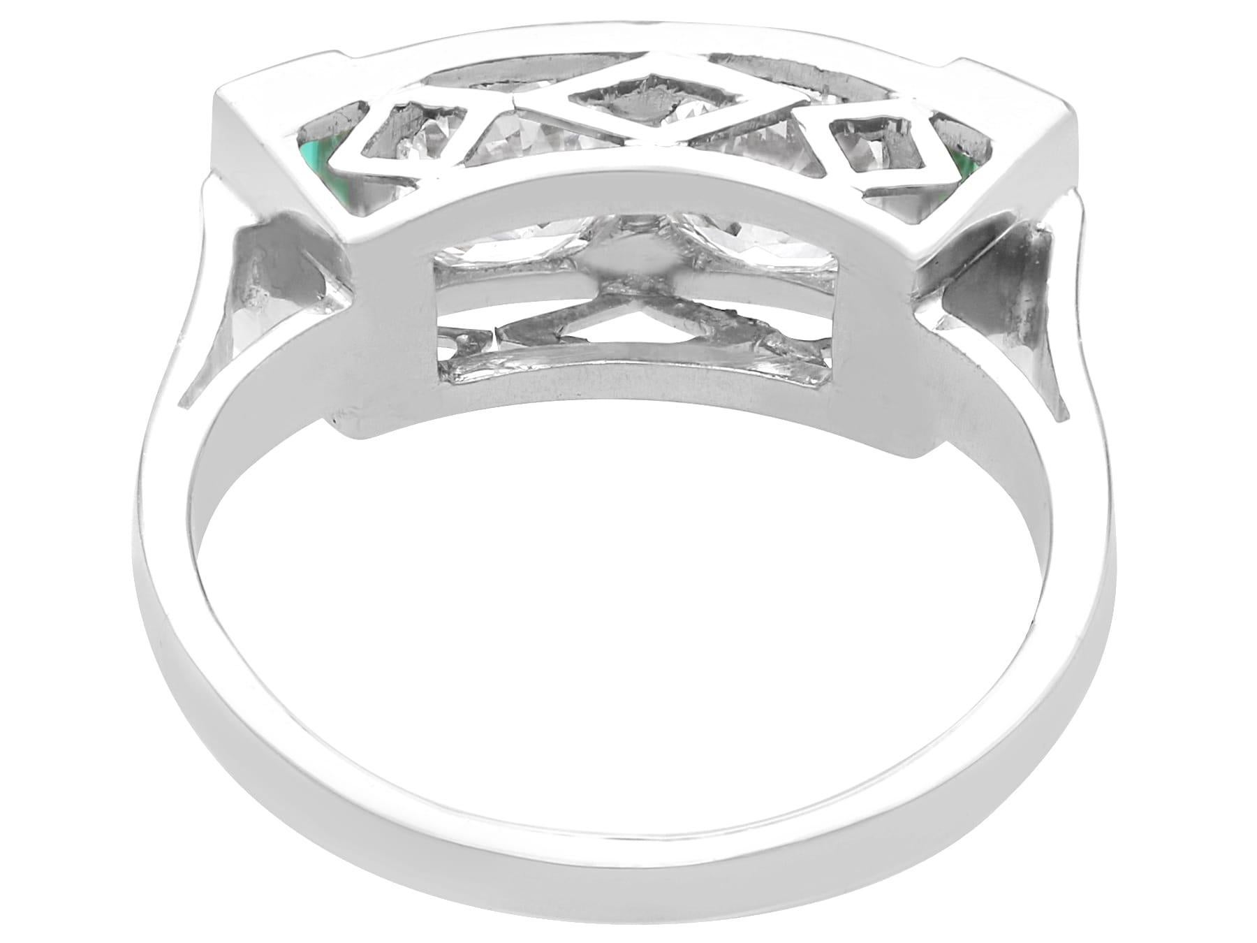 Women's or Men's Antique 0.40Ct Synthetic Emerald and 1.59Ct Diamond, 15k White Gold Ring For Sale