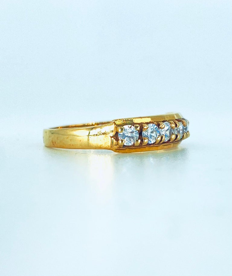 Antique 0.42 Carat 7-Stone Diamond Half Eternity Ring 14k Gold For Sale ...