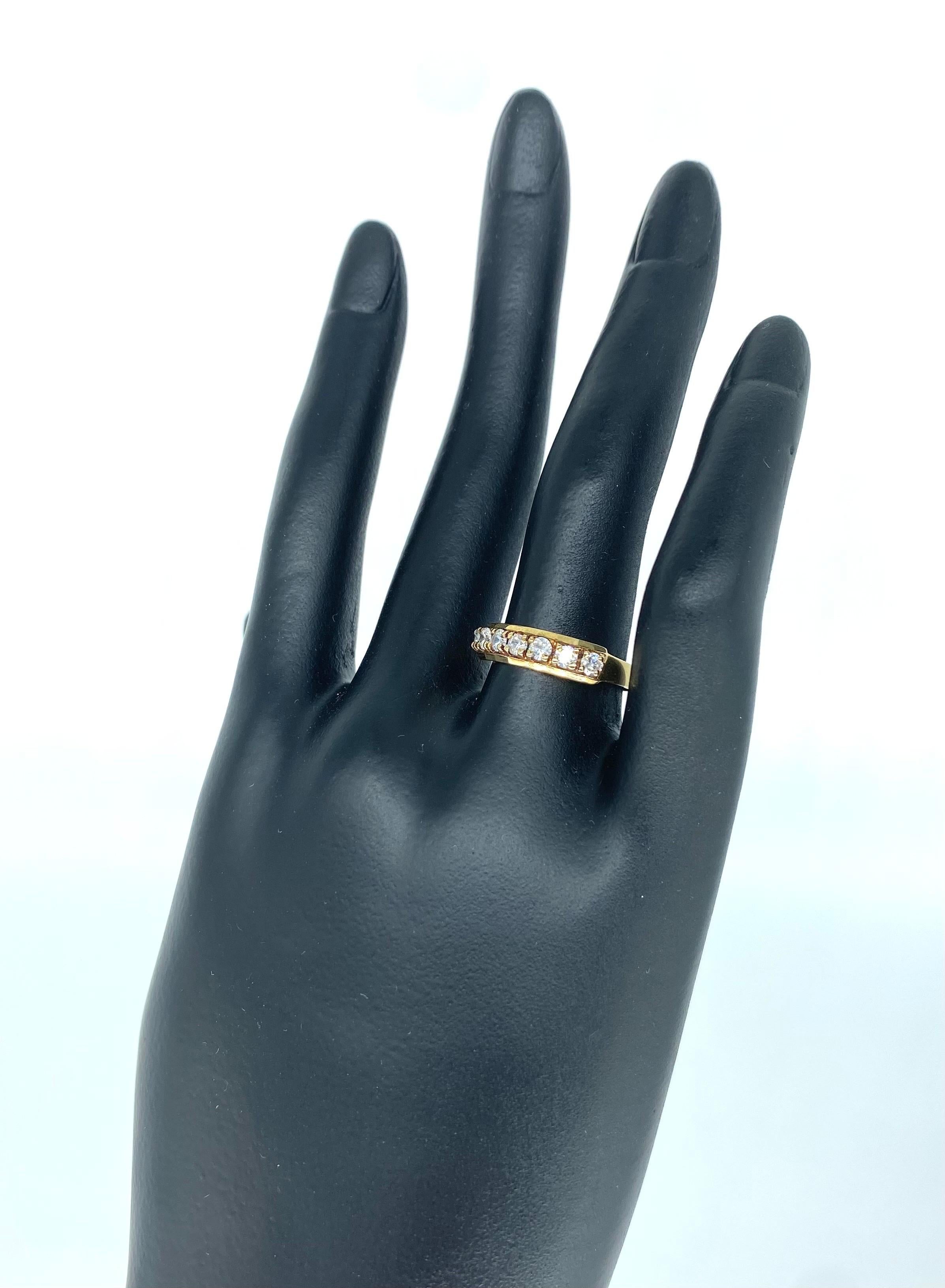 Anillo de media eternidad antiguo de diamantes de 0,42 quilates y 7 piedras, oro de 14k en venta 2