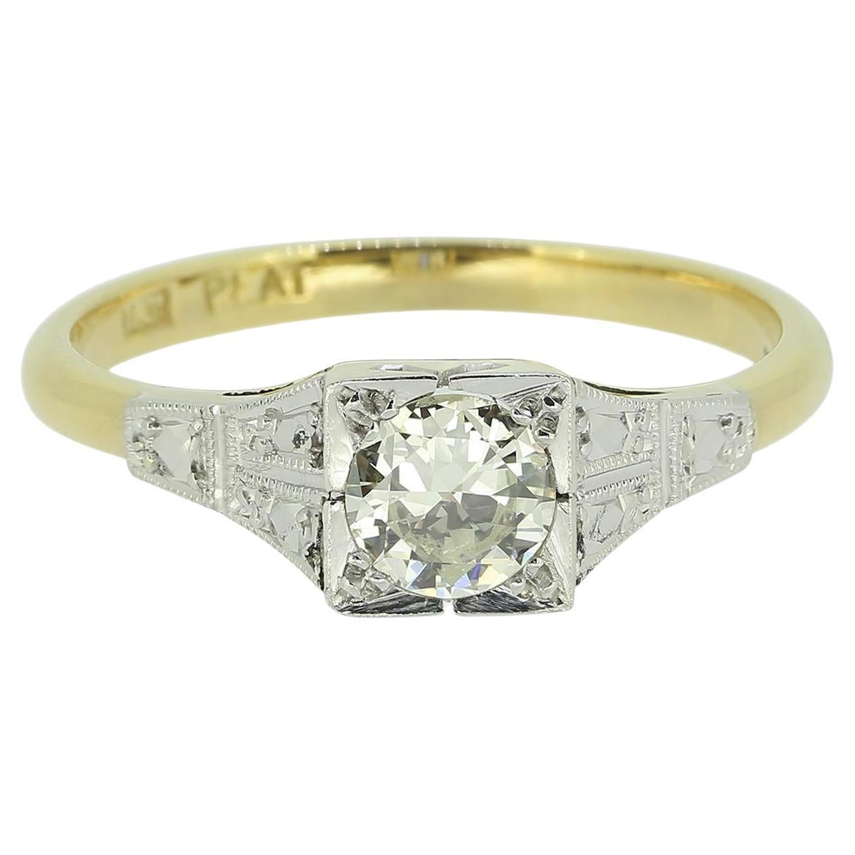 Antique 0.42 Carat Diamond Solitaire Engagement Ring