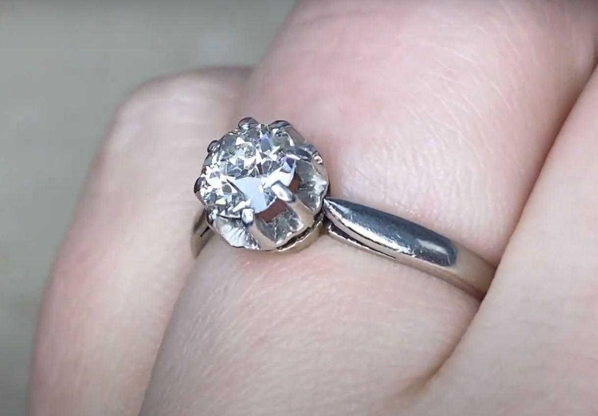 Antique 0.43ct Old European Cut Diamond Engagement Ring, Platinum For Sale 1