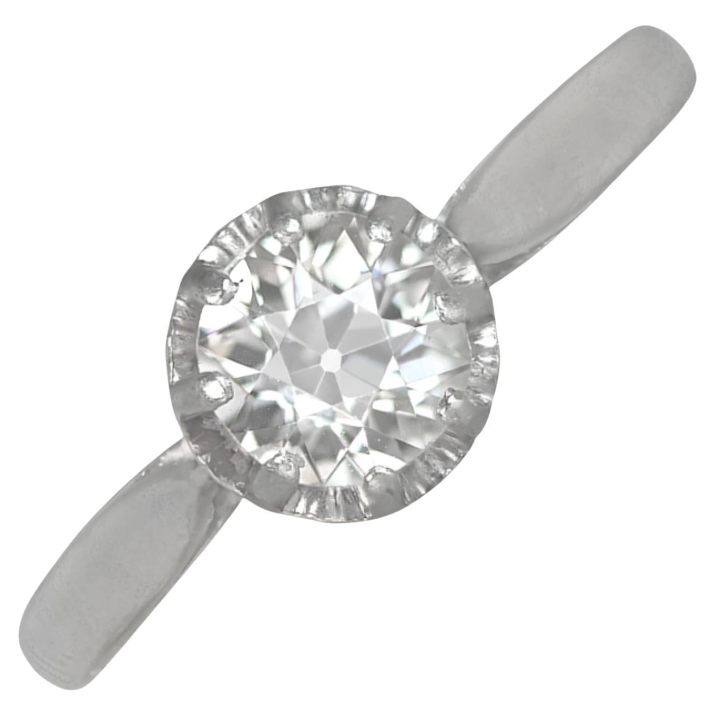 Antique 0.43ct Old European Cut Diamond Engagement Ring, Platinum For Sale
