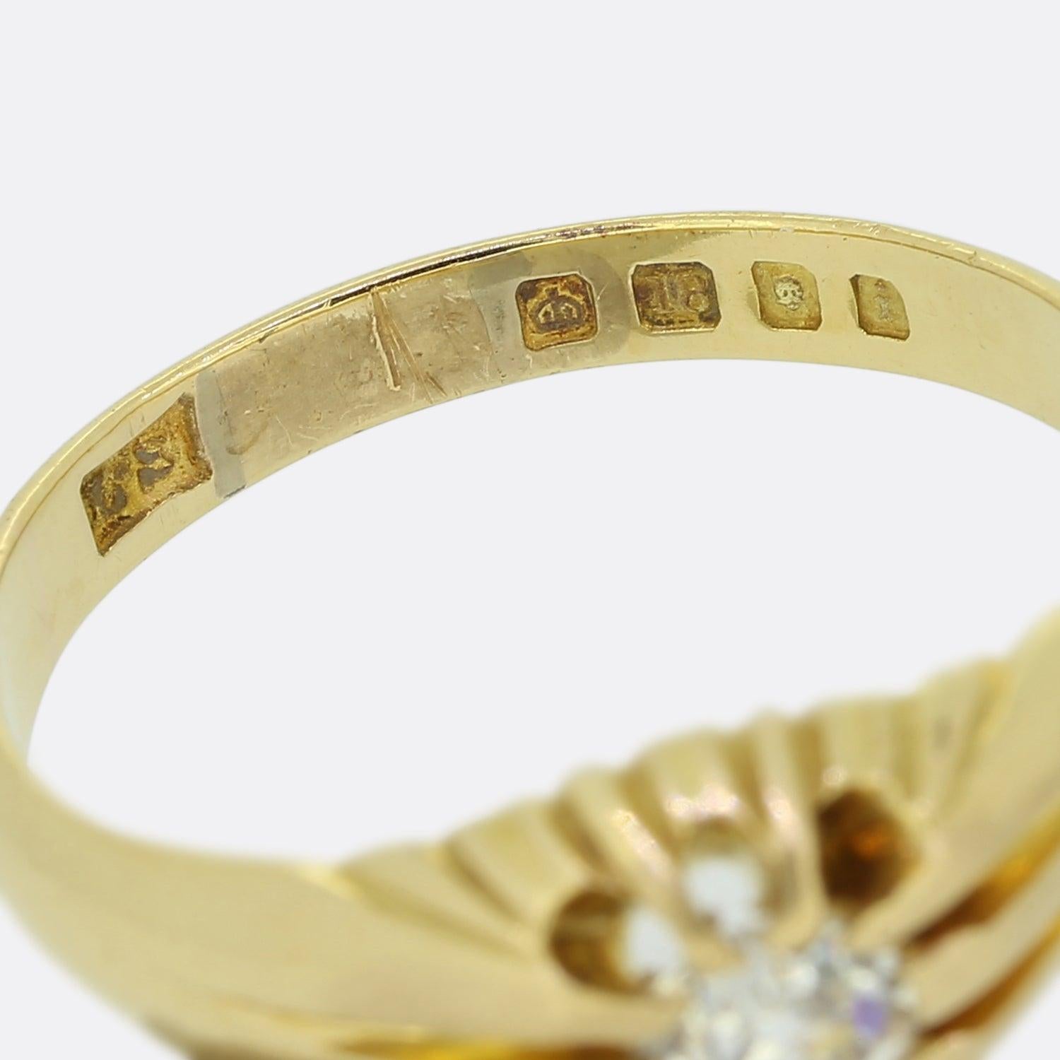 Old European Cut Antique 0.45 Carat Old Cut Diamond Gypsy Ring For Sale