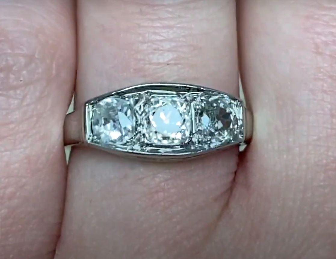 Women's Antique 0.45ct Antique Cushion Cut Diamond Engagement Ring, 18k White Gold  For Sale