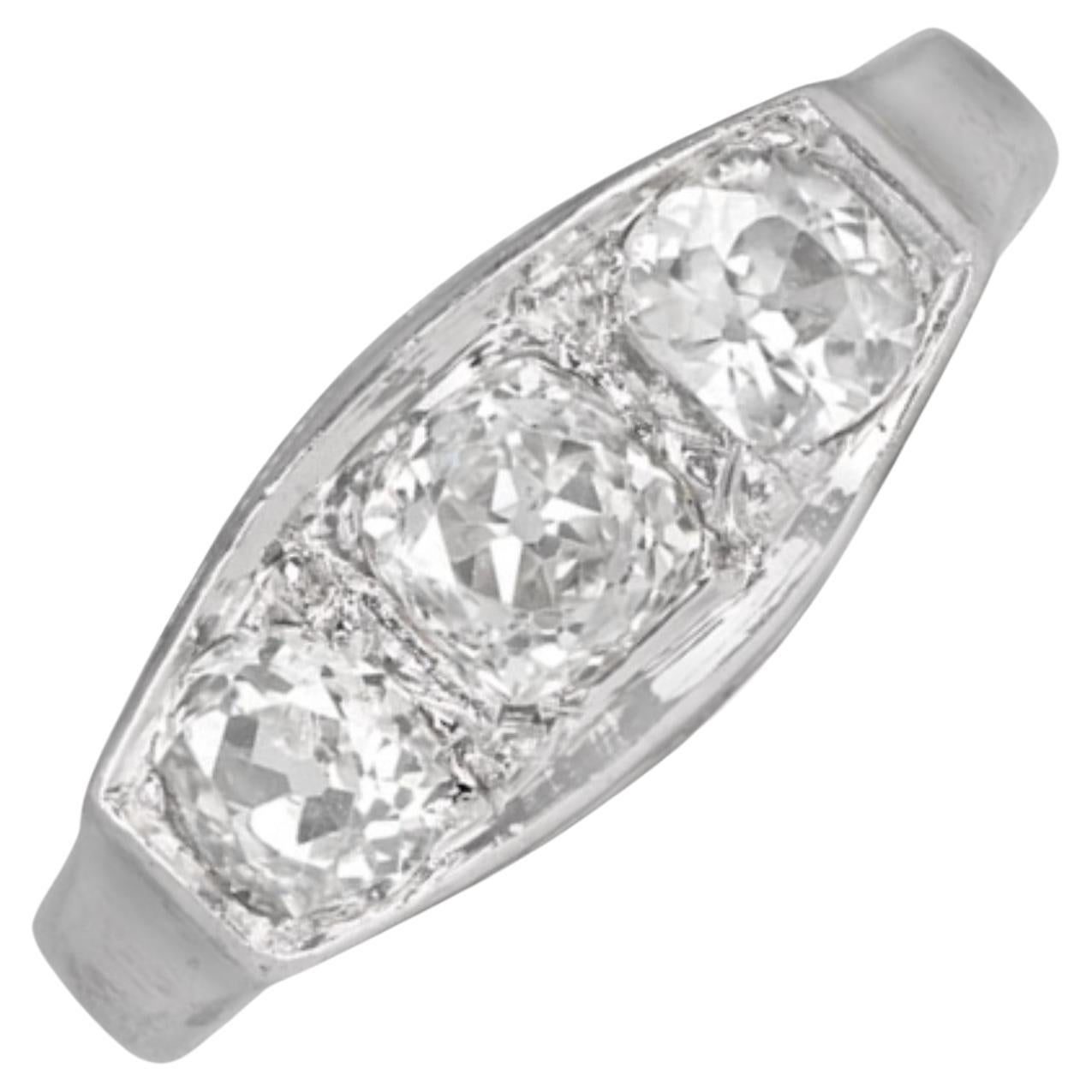 Antique 0.45ct Antique Cushion Cut Diamond Engagement Ring, 18k White Gold  For Sale