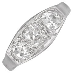 Bague de fiançailles ancienne avec diamant taille coussin de 0,45 carat, or blanc 18 carats 