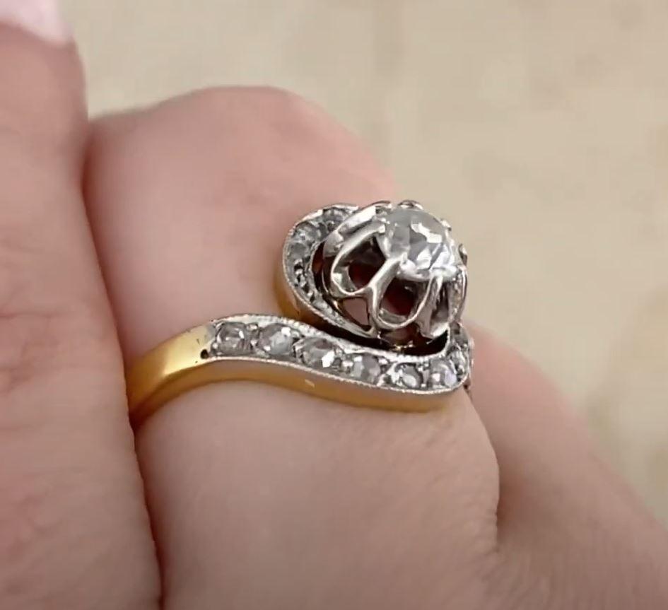 Édouardien Bague de fiançailles ancienne avec diamants (environ 0,45 carat), platine et or jaune 18 carats en vente