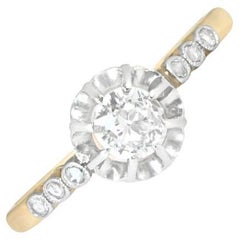 Antique 0.45ct Old Mine Cut Diamond Engagement Ring, G Color, 18k Yellow Gold