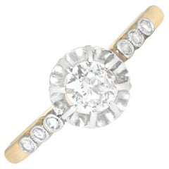 Antiker 0,45 Karat Diamant-Verlobungsring mit altem Minenschliff, G Farbe, 18 Karat Gelbgold