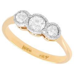 Antique 0.46Ct Diamond and 18k Yellow Gold Trilogy Ring Circa 1930