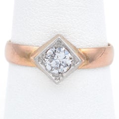 Antique 0.47 Ct Diamond Yellow Gold & Platinum Band Ring Size 9