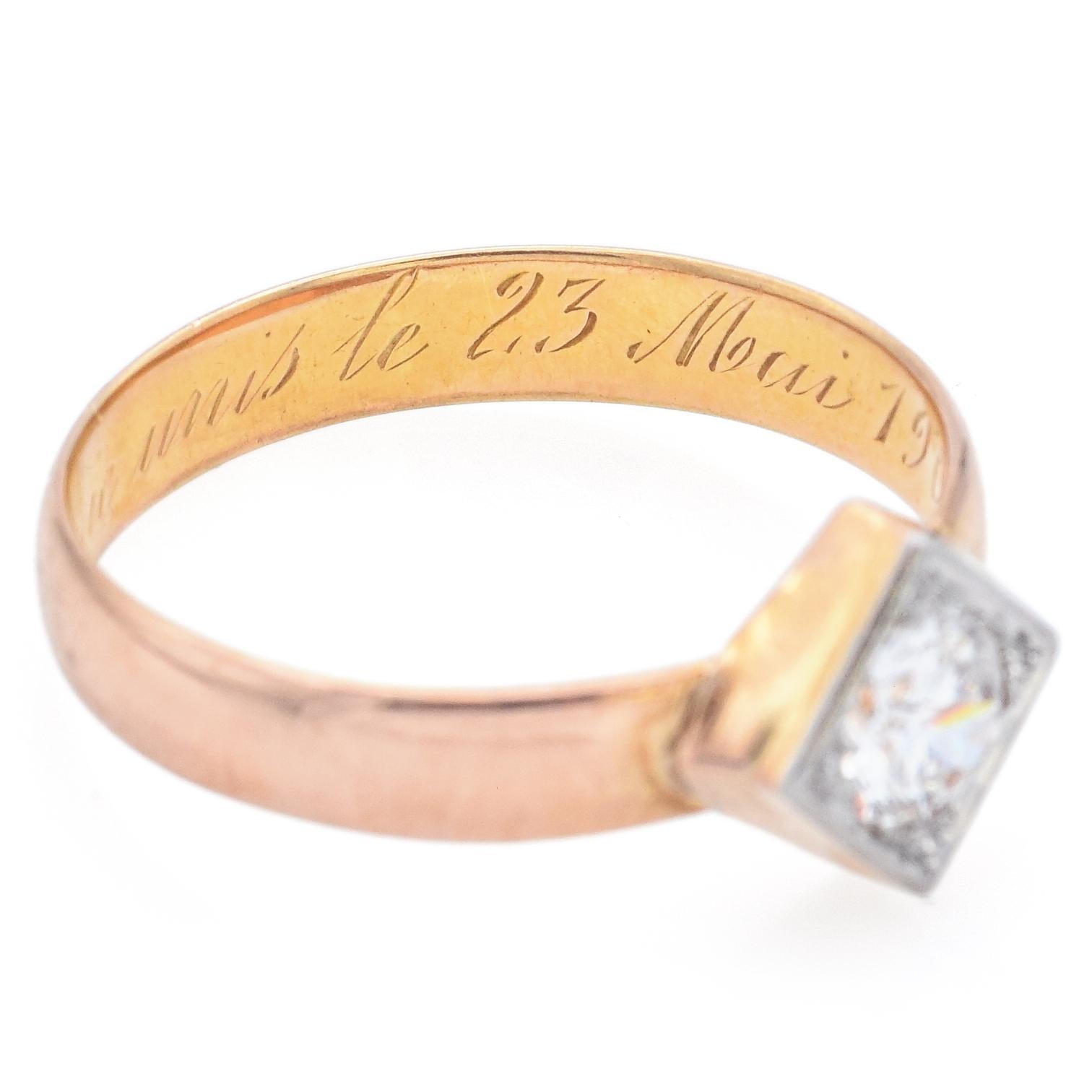 Women's Antique 0.47 Ct Diamond Yellow Gold & Platinum Band Ring Size 9