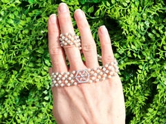 Antique 0.49 Carat Diamond and Pearl 18k White Gold Choker Necklace Circa 1930