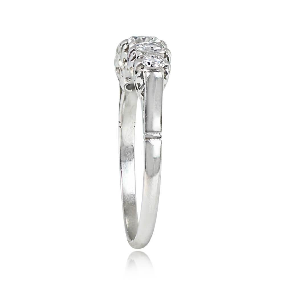 Art Deco Antique 0.49ct Old European Cut Diamond Engagement Ring, I-J Color, Platinum  For Sale
