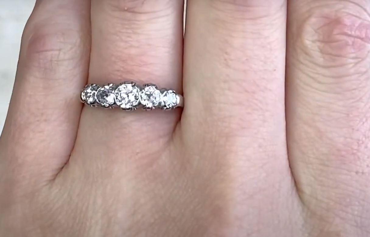 Women's Antique 0.49ct Old European Cut Diamond Engagement Ring, I-J Color, Platinum  For Sale