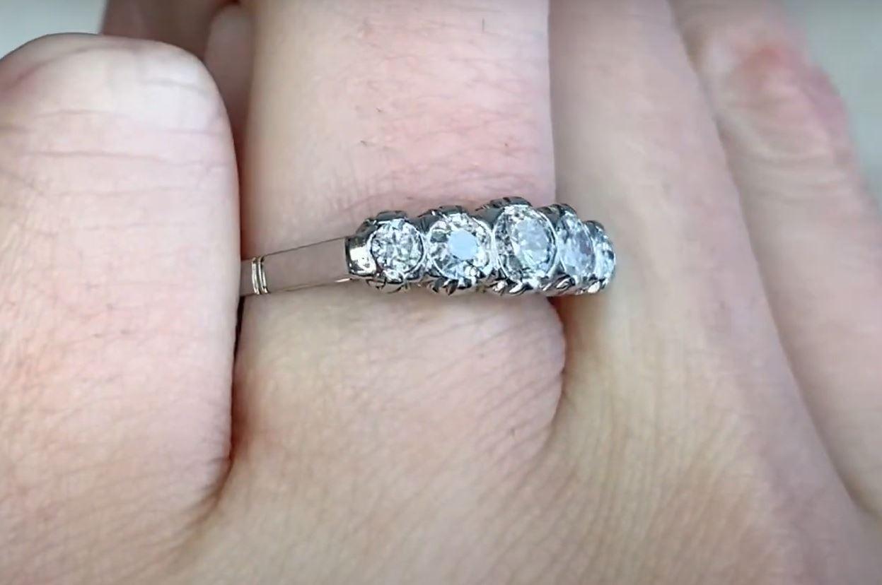 Antique 0.49ct Old European Cut Diamond Engagement Ring, I-J Color, Platinum  For Sale 1