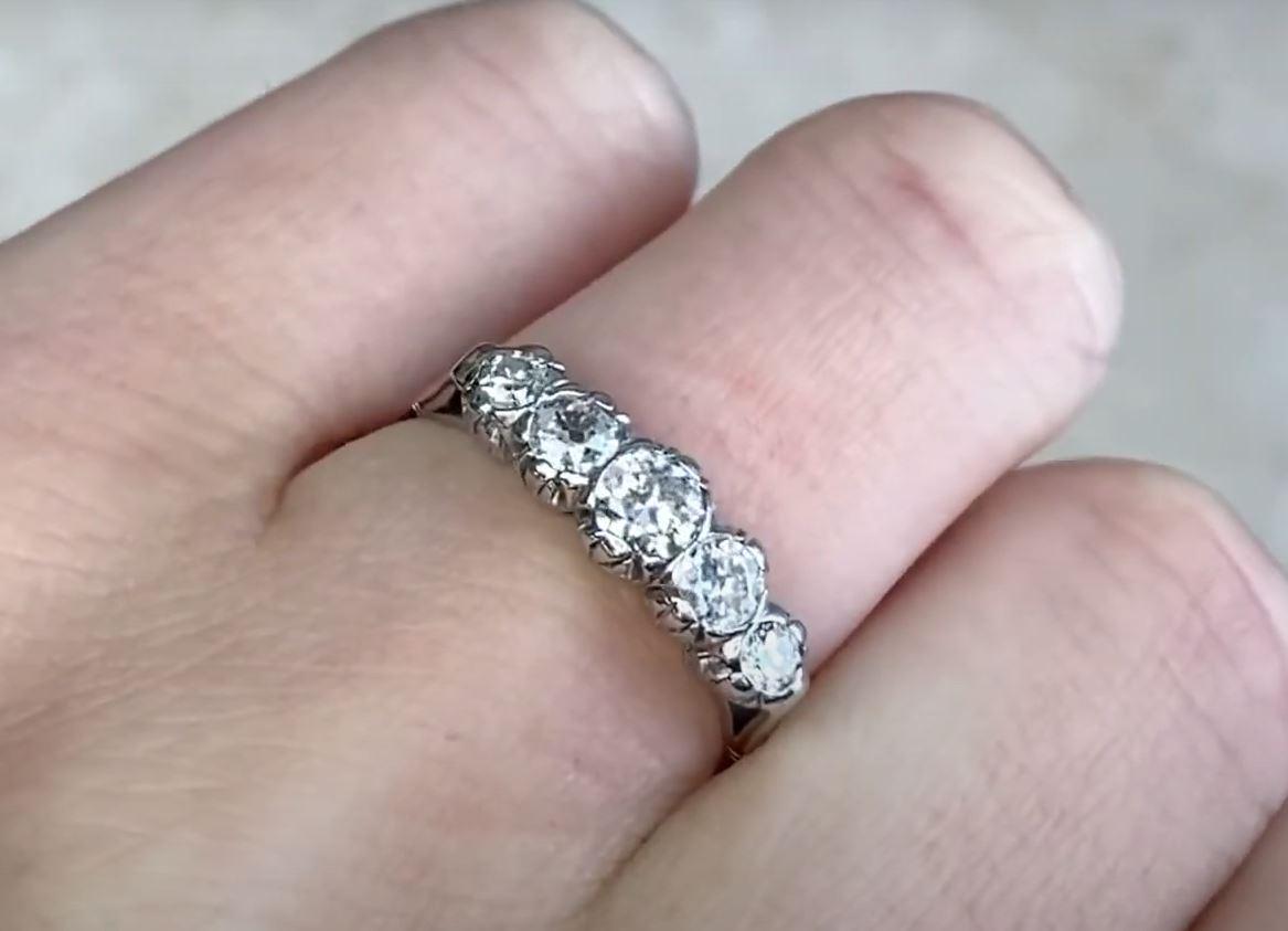Antique 0.49ct Old European Cut Diamond Engagement Ring, I-J Color, Platinum  For Sale 2