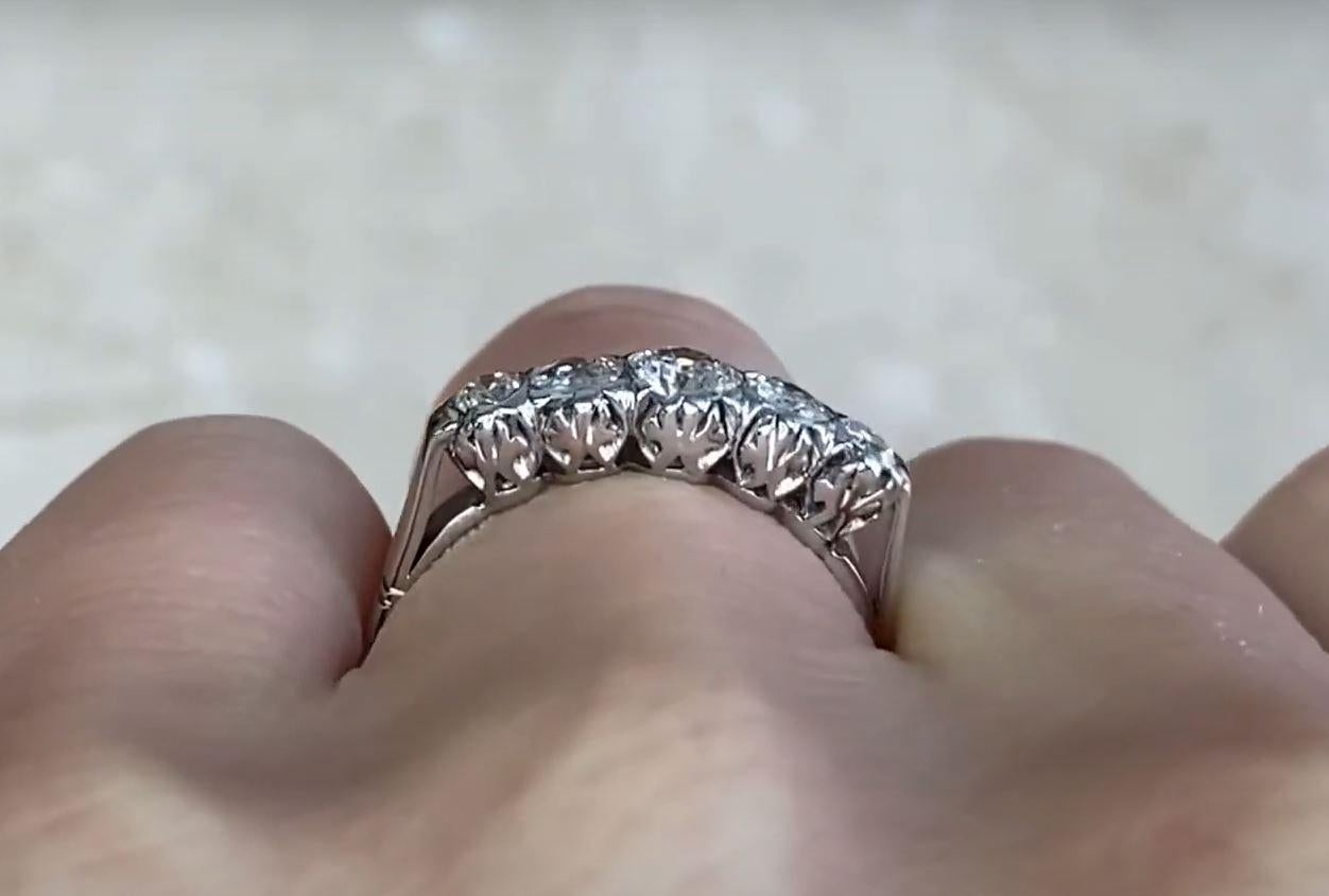 Antique 0.49ct Old European Cut Diamond Engagement Ring, I-J Color, Platinum  For Sale 3