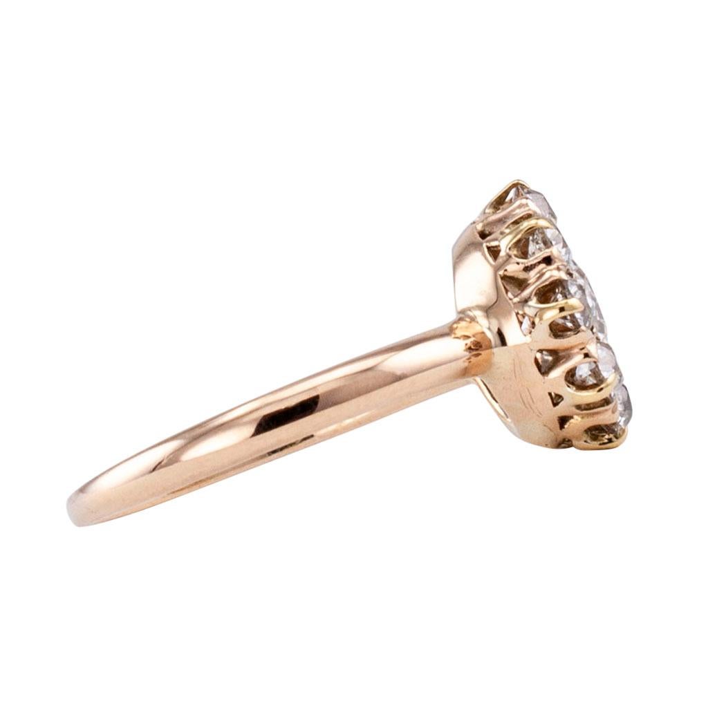 Women's Antique 0.50 Carat Diamond Yellow Gold Cluster Engagement Ring
