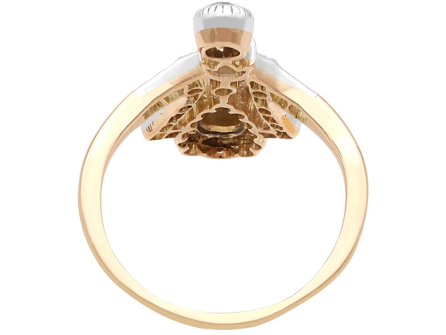Antique 0.50 Carat Sapphire and 0.84 Carat Diamond 14k Rose Gold Ring Circa 1890 In Excellent Condition For Sale In Jesmond, Newcastle Upon Tyne