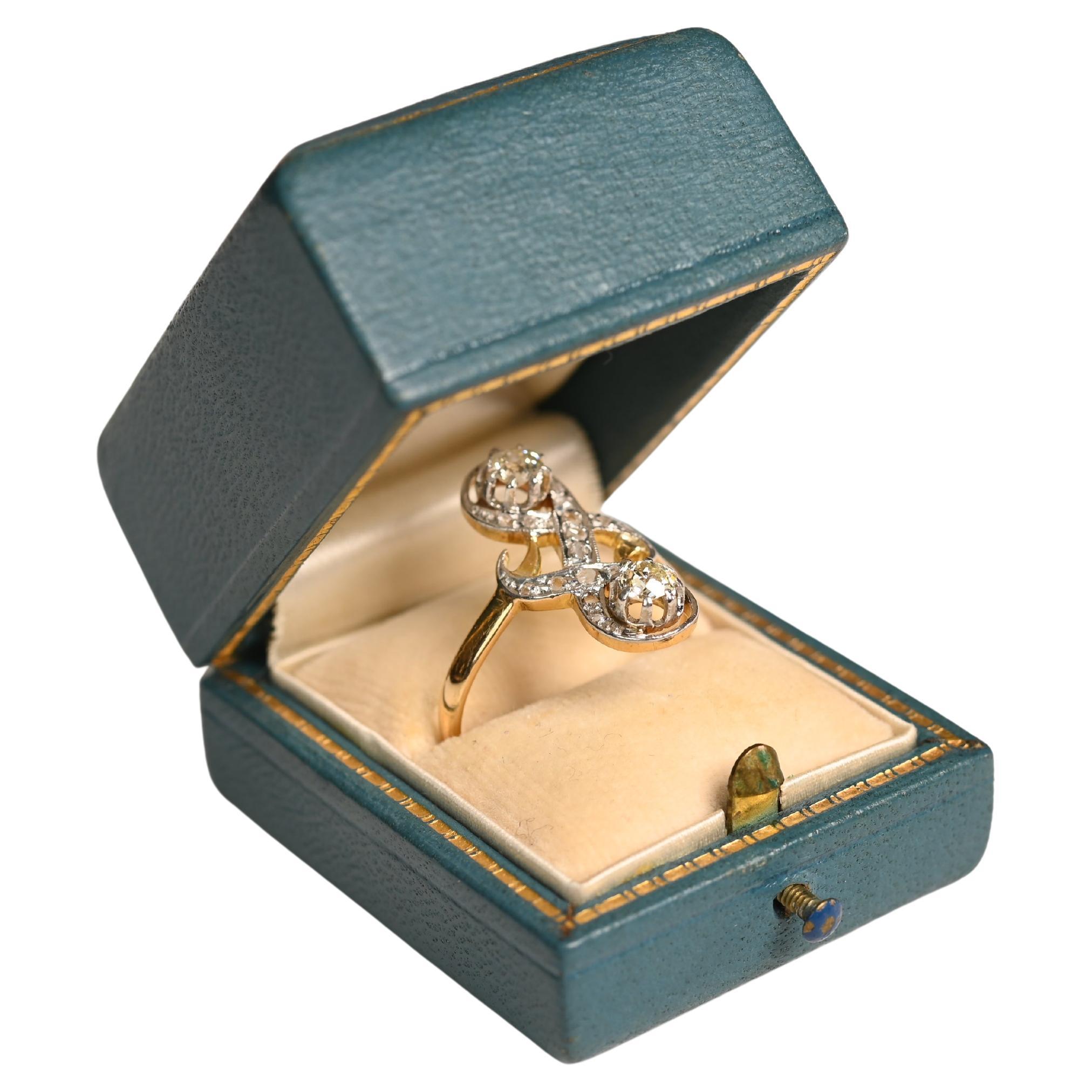 Antique Diamond Engagement Ring (Approx 0.5-Carats), Platinum & 18k Yellow Gold
