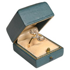 Anillo de compromiso de diamantes antiguos (aprox. 0,5 quilates), platino y oro amarillo de 18k