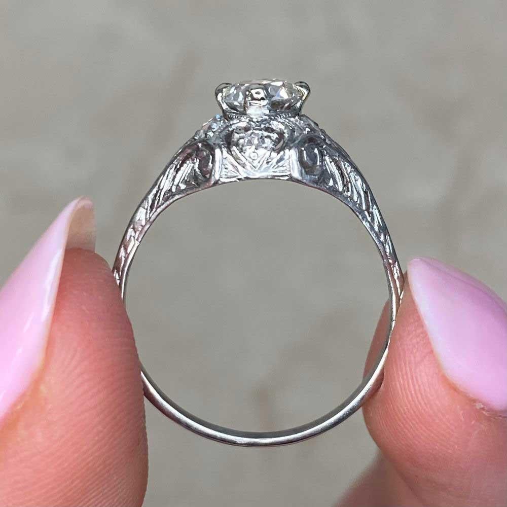 Antique 0.50ct Old European Cut Diamond Engagement Ring, Platinum For Sale 6