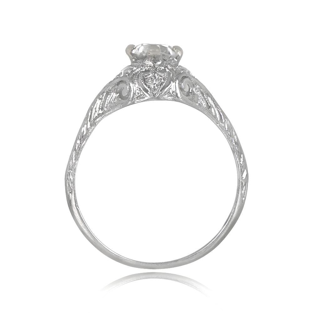 Art Deco Antique 0.50ct Old European Cut Diamond Engagement Ring, Platinum For Sale