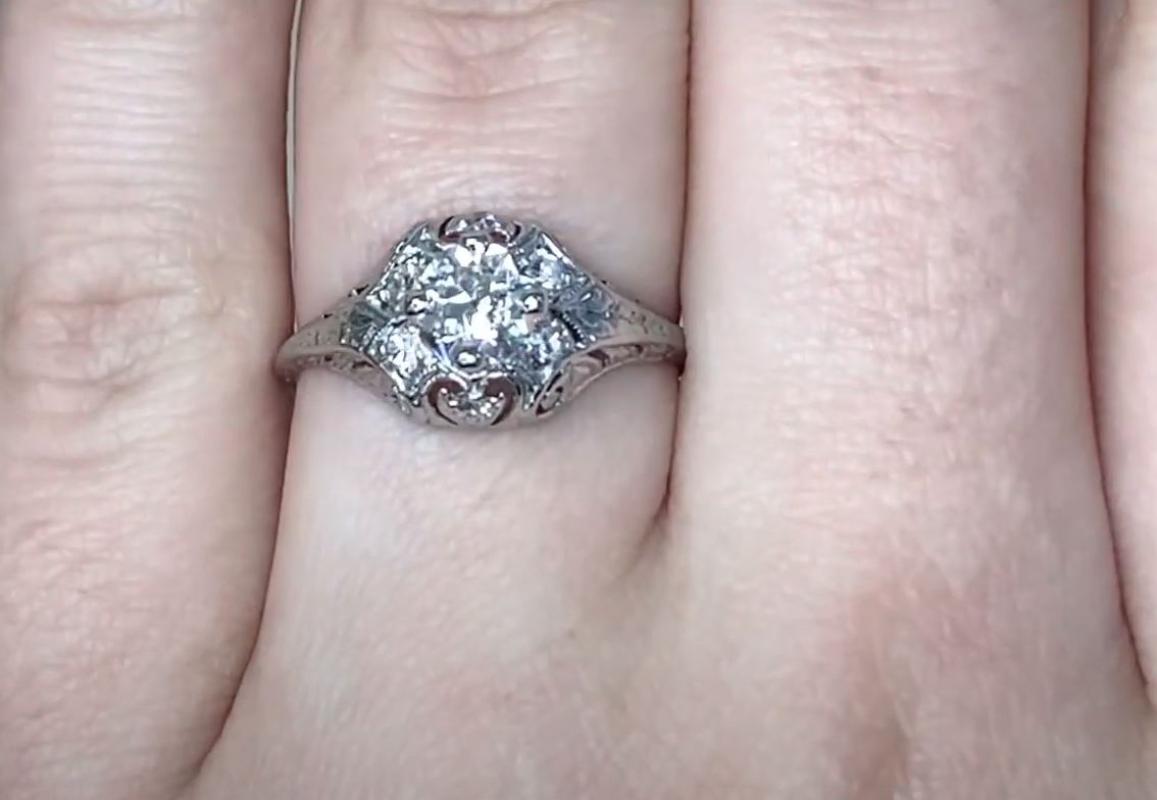 Women's Antique 0.50ct Old European Cut Diamond Engagement Ring, Platinum For Sale