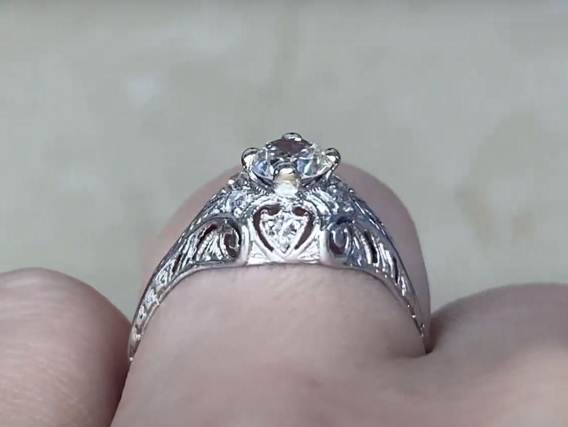 Antique 0.50ct Old European Cut Diamond Engagement Ring, Platinum For Sale 3