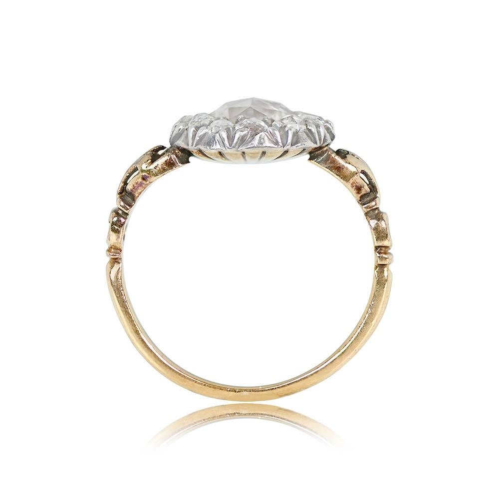 Antique 0.50ct Rose Cut Diamond Cluster Engagement Ring, 18k Yellow Gold In Excellent Condition For Sale In New York, NY
