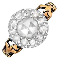 Antique 0.50ct Rose Cut Diamond Cluster Engagement Ring, 18k Yellow Gold