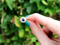 Antique 0.51 Carat Sapphire and 0.31 Carat Diamond Rose Gold Cluster Ring