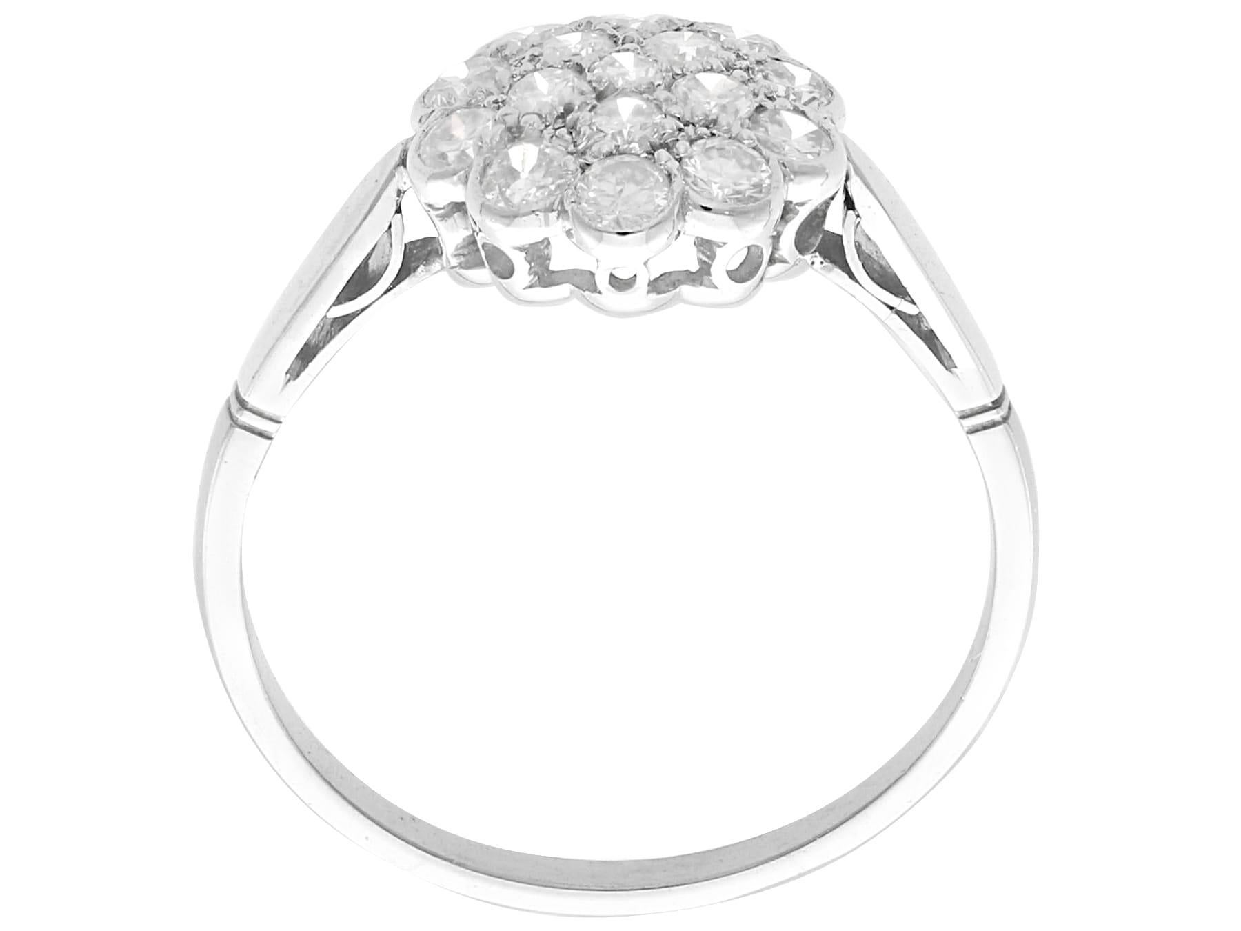 Women's or Men's Antique 0.51 Carat Diamond and Platinum Cluster Ring, circa 1920 For Sale