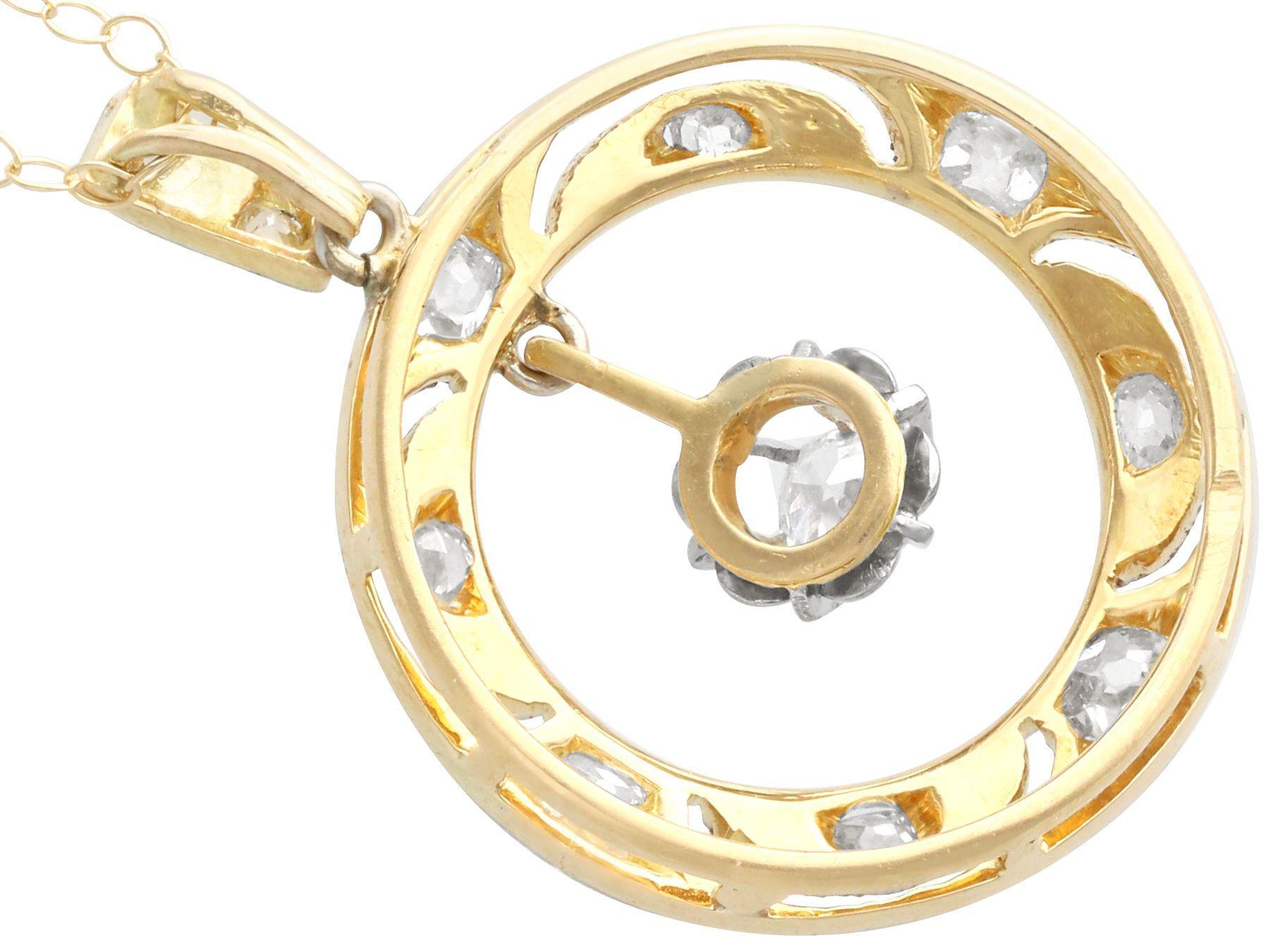 Women's or Men's Edwardian 0.52 Carat Diamond and Yellow Gold Necklace For Sale
