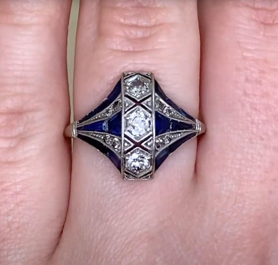 Women's Antique 0.53ct Old European Cut Diamond Engagement Ring, Platinum, Circa 1920 For Sale