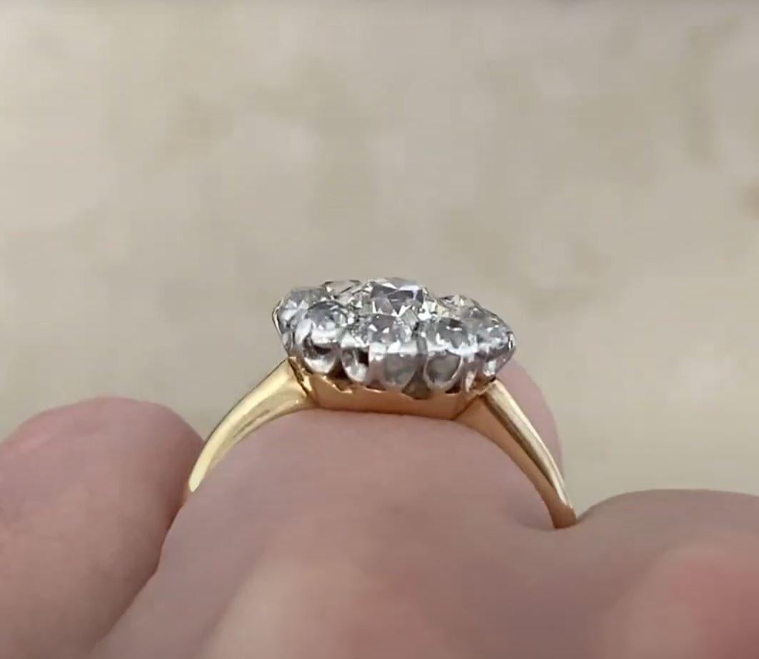 Antiker 0,55 Karat Diamant-Cluster-Ring, H Farbe, Platin & 18 Karat Gelbgold im Angebot 2